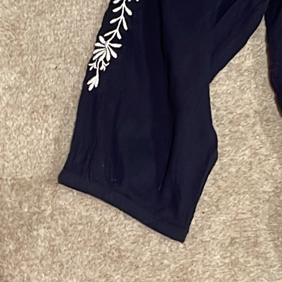 Talbots Embroidered A-Line gauze dress navy PL - Picture 3 of 9